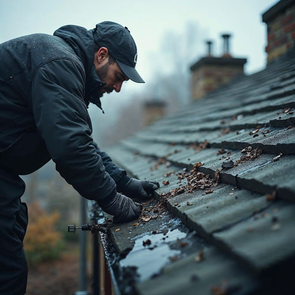attachment; filename=Ein filmreifer Shot zeigt die Reparatur eines undichten Dachs und verdeutlicht den Unterschied zwischen Instandhaltung und Modernisierung