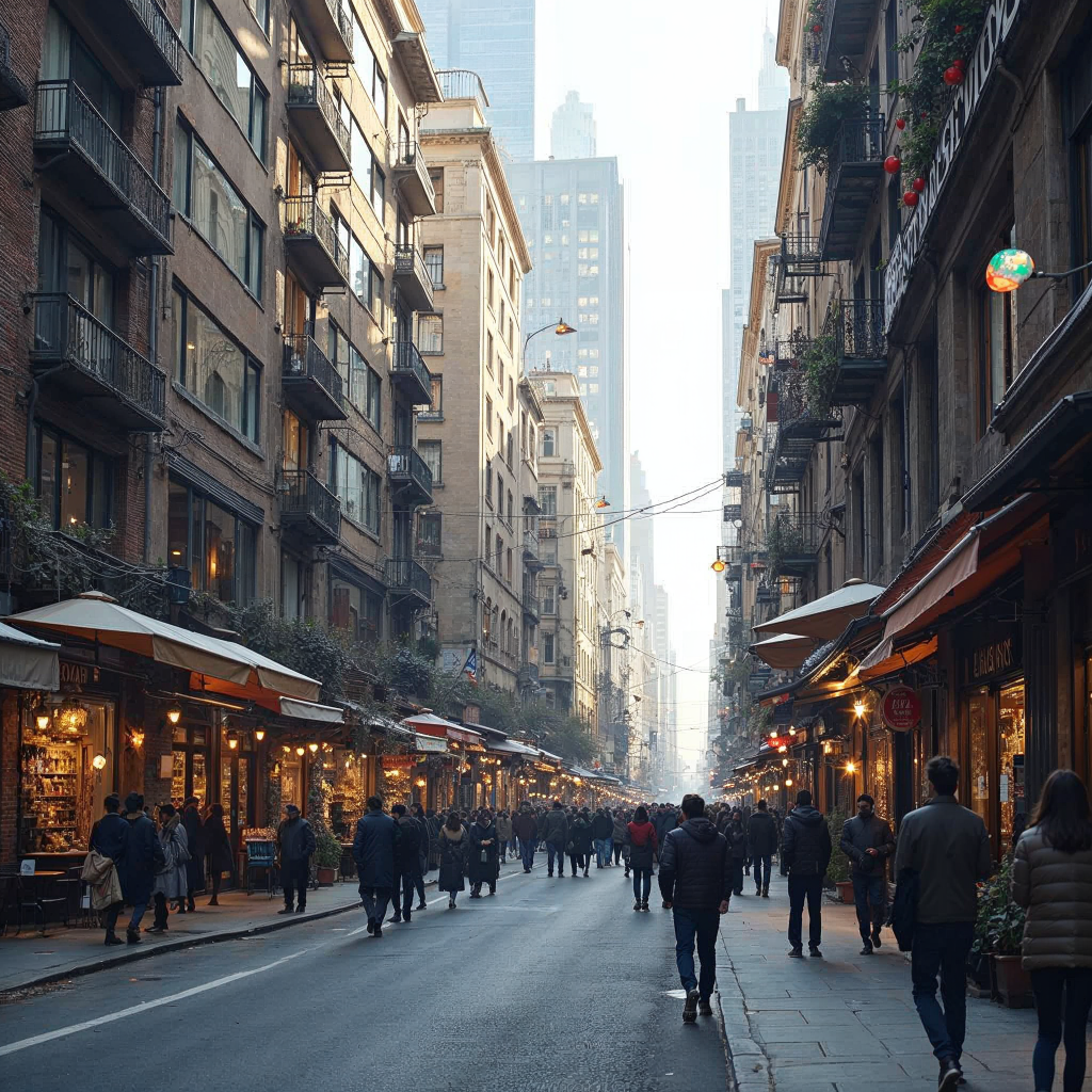 attachment; filename=Eine belebte Straße in einer geschäftigen Stadt mit Hochhäusern und Fußgängern, die einen lebhaften Mietmarkt darstellen