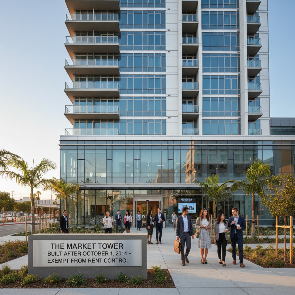 attachment; filename=Ein realistisches redaktionelles Foto eines neuen Mehrfamilienhauses, das nach dem 1. Oktober 2014 erbaut wurde und die Ausnahme von der Mietpreisregulierung darstellt.