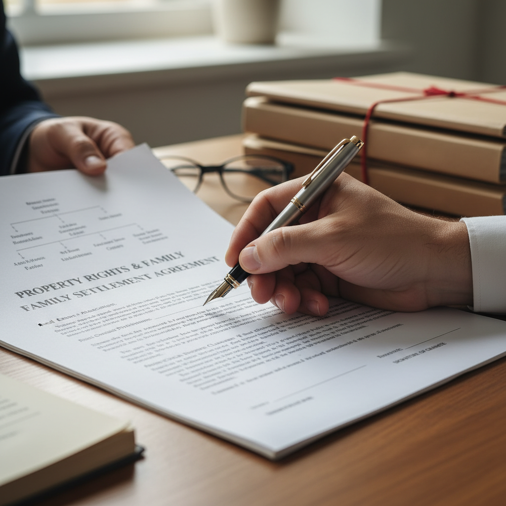 attachment; filename=Nahaufnahme einer Hand, die ein rechtliches Dokument im Zusammenhang mit Immobilienrechten unterschreibt, um die Notwendigkeit von detaillierten Vereinbarungen zur Sicherung der finanziellen Sicherheit innerhalb von Familien zu verdeutlichen