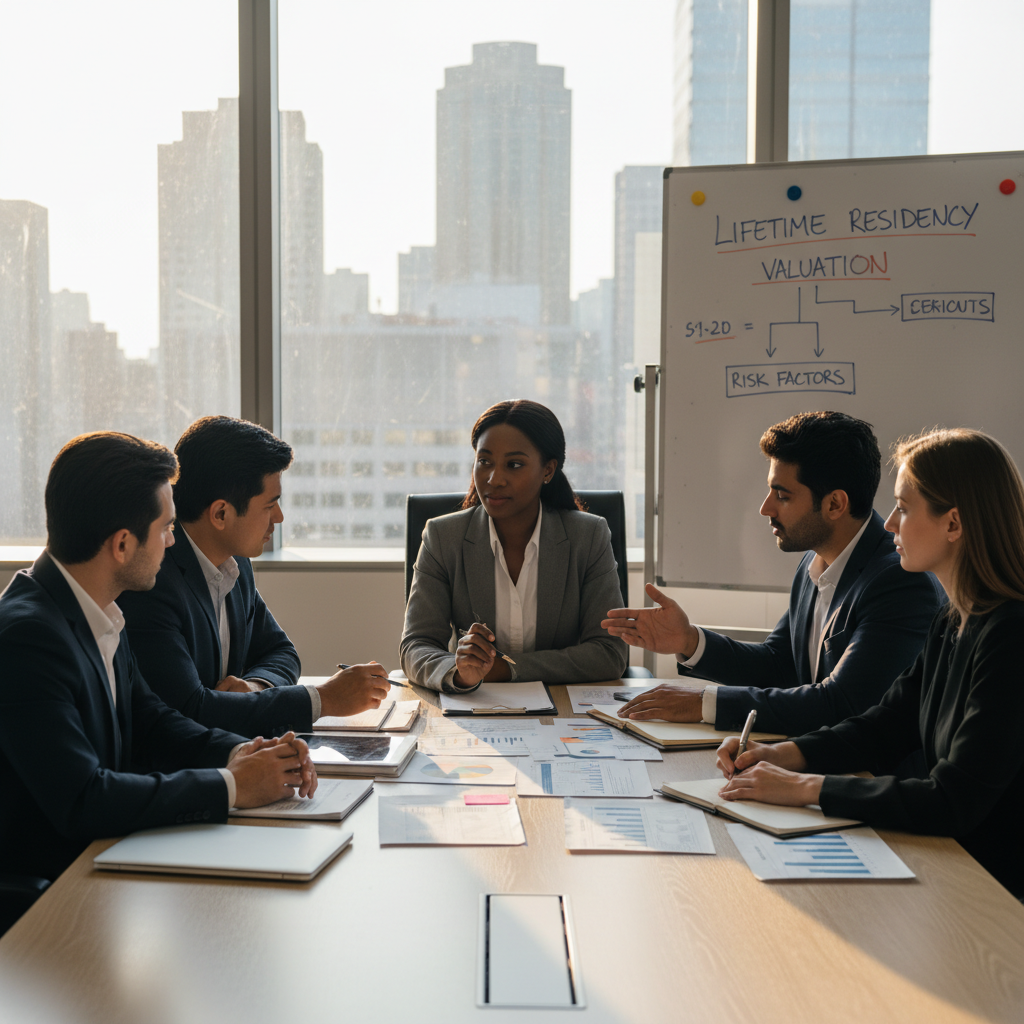 attachment; filename=Eine diverse Gruppe von Fachleuten, darunter ein Anwalt und Immobilienexperte, diskutiert die finanzielle Bewertung eines lebenslangen Wohnrechts und betont die Komplexität und Bedeutung der Wertermittlung.